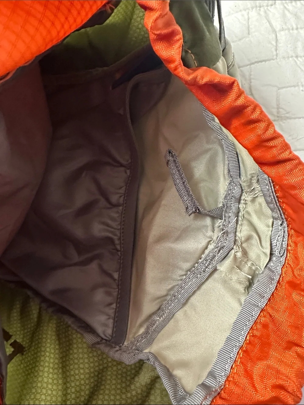 cotopaxi Orange and Olive Lightweight Drawstring Pack